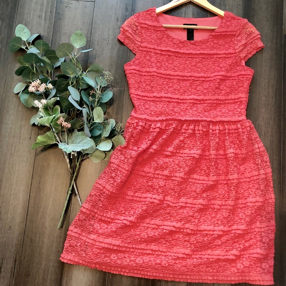 Coral lace dress